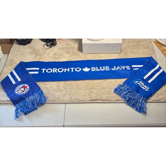 Toronto Blue Jays Scarf Bud Light Fringe 56" Genuine Merchandise MLB Baseball - Picture 5 of 7